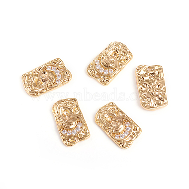 Golden Clear Rectangle Brass+Cubic Zirconia Pendants