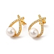 Rack Plating Brass Micro Pave Cubic Zirconia Stud Earrings(EJEW-P221-17G)-1