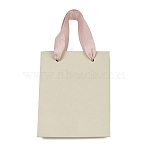 Paper Gift Tote Bags with Pink Ribbon Handles, for Wedding Birthday Baby Shower, Recycled Bags, Rectangle, Antique White, 12x6x16cm(ABAG-K004-03)