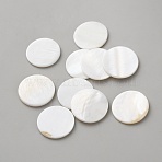 Natural Shell Disc Cabochons, White, 20x2mm(DIY-WH0888-873)