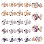 24Pcs 6 Colors Alloy Charms, with Rhinestones, Cadmium Free & Lead Free, Fish, Mixed Color, 11.5x14.5x7mm, Hole: 1.8mm, 4pcs/color(FIND-PH0003-16)