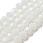 Imitation Jade Glass Beads Stands, Faceted(32 Facets), Round, White, 10mm, Hole: 1.8mm, about 66~68pcs/strand, 24.02''~24.13''(61~61.3cm)(X-EGLA-A035-J10mm-D05)