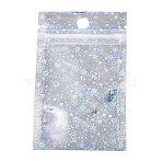 Glitter Holographic Star Plastic Packaging Yin-yang Resealable Bags, Top Self Seal Pouches, Rectangle, Silver, 10x6x0.01cm, Unilateral Thickness: 2.5 Mil(0.065mm)(OPP-N002-02J)