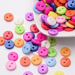 9mm Mixed Color Flat Round Resin 2-Hole Button(FNA1494)