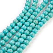 Synthetic Turquoise Beads Strands, Dyed, Round, Light Sea Green, 8mm, Hole: 1mm, about 50pcs/strand, 15.35 inch(TURQ-G106-8mm-02D)
