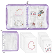 Transparent Jewelry Organizer Storage Zipper Bag, 3 Inch 5 Inch Jewelry Storage Loose Leaf Album with 60Pcs Zip Lock Bags, Holder for Rings Earring Necklaces Bracelets, Rectangle, Lilac, 23x18.5x2.5cm(AJEW-WH0314-44C)