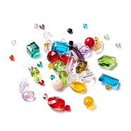50Pcs Faceted Transparent Glass Beads, Mixed-shaped, Mixed Color, 4~14x4~12x3.5~11.7mm, Hole: 1~1.6mm(GLAA-D003-02)