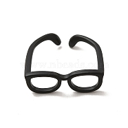 Brass Glasses Frame Open Cuff Ring for Women, Electrophoresis Black, Inner Diameter: 17mm(X-RJEW-F140-140EB)