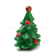Resin Chirstmas Tree Ornaments, Micro Landscape Snow Scene Decoration, Dark Green, 25x38~39mm(DJEW-P005-01B-01)