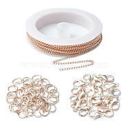 DIY Chain Bracelet Necklace Making Kit, Including Iron Curb Chains & Jump Rings, Zinc Alloy Lobster Claw Clasps, Rose Gold, Chain: 5M/set(DIY-YW0006-43)