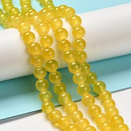 Baking Painted Imitation Jade Glass Round Bead Strands, Gold, 8.5~9mm, Hole: 1.5mm, about 105pcs/strand, 31.8 inch(DGLA-Q021-8mm-30)