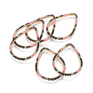 MIYUKI & TOHO Handmade Japanese Seed Beads, with Brass Link Rings, Loom Pattern, teardrop, Golden, Colorful, 25x34~35.5x1.6mm(SEED-A028F-L-11)