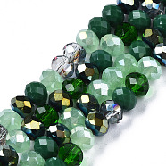 Electroplate Glass Beads Strands, Faceted, Rondelle, Sea Green, 5.5~6x5mm, Hole: 1mm, about 90~92pcs/strand, 16.54 inch~16.93 inch(42~43cm)(X-EGLA-N002-12D)