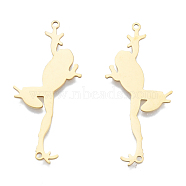 201 Stainless Steel Connector Charms, Frog, Real 18K Gold Plated, 46x23x1mm, Hole: 1.5mm(STAS-N090-LA946-2)