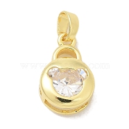 Rack Plating Brass Micro Pave Cubic Zirconia Pendants, Long-Lasting Plated, Lead Free & Cadmium Free, Bear Charms, Real 18K Gold Plated, 15.5x10x5.5mm, Hole: 4.5x2mm(KK-K293-22G)