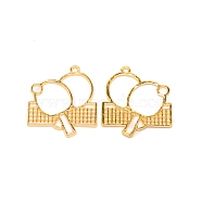 Alloy Open Back Bezel Charms, for DIY UV Resin, Epoxy Resin, Pressed Flower Jewelry, Racket, Golden, 44x39x3mm, Hole: 3mm(FIND-WH0091-86)