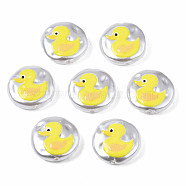 3D Printed ABS Plastic Imitation Pearl Beads, Flat Round with Duck, Yellow, 16x5mm, Hole: 0.9mm(KY-S163-430)