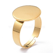 Ion Plating(IP) Adjustable 304 Stainless Steel Finger Rings Components, Pad Ring Base Findings, Flat Round, Real 18K Gold Plated, Tray: 14mm, 4mm, US Size 6 1/2(16.9mm)(X-STAS-P291-03D-G)