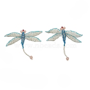 Glass Cabochons, Dragonfly, Dragonfly, 76x80x4.5mm(AJEW-R114-01)