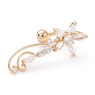 Piercing Jewelry, Brass Micro Pave Clear Cubic Zirconia Navel Rings, Belly Rings, with 304 Stainless Steel Bar, Flower, Real 18K Gold Plated, 32mm, Bar: 14 Gauge(1.6mm), Bar Length: 3/8"(10mm)(AJEW-P017-08G)