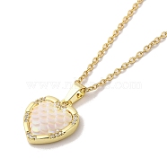 304 Stainless Steel Pendant Necklaces, Brass Micro Pave Clear Cubic Zirconia Pendant Necklaces, Heart, 17.83 inch(45.3cm) Pendant: 17x14.5mm(NJEW-U002-01G)