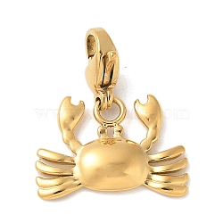 Crab 304 Stainless Steel Pendant Decorations, Lobster Claw Clasps Charms Ornaments, Ion Plating(IP), Real 14K Gold Plated, 20mm(STAS-G352-34G)