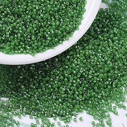MIYUKI Delica Beads, Cylinder, Japanese Seed Beads, 11/0, (DB0274) Lined Pea Green Luster, 1.3x1.6mm, Hole: 0.8mm, about 2000pcs/10g(X-SEED-J020-DB0274)