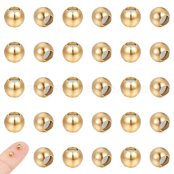 30Pcs Ion Plating(IP) 202 Stainless Steel Beads, with Rubber Inside, Slider Beads, Stopper Beads, Golden, 4x3.3mm, Hole: 1.8mm(STAS-UN0056-14)