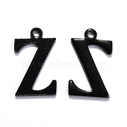 304 Stainless Steel Alphabet Charms, Electrophoresis Black, Letter.Z, 12x7.5x1mm, Hole: 1mm(STAS-H122-Z-EB)