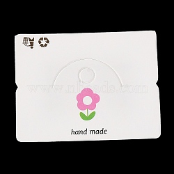 Cardboard Paper Jewelry Display Cards for Necklace & Bracelet Storage, Rectangle with Flower Print, White, 6.4x5x0.04cm, Hole: 7mm(CDIS-A006-04)