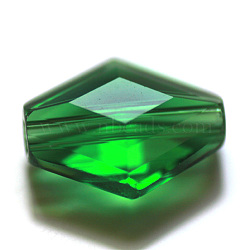 Imitation Austrian Crystal Beads, Grade AAA, Faceted, Bicone, Green, 14x12x6mm, Hole: 0.9~1mm(SWAR-F076-12x14mm-15)