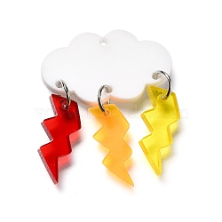 Opaque Acrylic Pendants, with Platinum Iron Loop, Cloud & Lightning, Colorful, 39x30x7mm, Hole: 1.6mm(OACR-L019-03B)