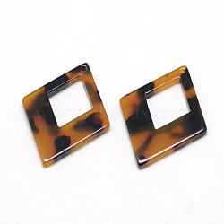 Cellulose Acetate(Resin) Pendants, Rhombus, Goldenrod, 37x27.5x2.5mm, Hole: 1.5mm, side length 22.5mm(X-KY-S112-A301)