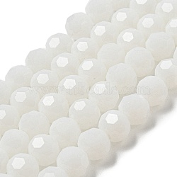 Imitation Jade Glass Beads Stands, Faceted, Round, White, 10mm, Hole: 1.8mm, about 66~68pcs/strand, 24.02''~24.13''(61~61.3cm)(X-EGLA-A035-J10mm-D05)