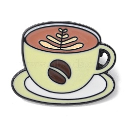 Cooffee Enamel Pins, Alloy Brooches for Backpack Clothes, Garlands Coffee, Champagne Yellow, 24.5x29.5mm(JEWB-D279-09B-05)