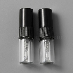 Glass Sample Perfume Spray Bottles, with Plastic Cap, Travel Fine Mist Atomizer, Refillable Bottle, Column, Black, 1.4x5cm, Capacity: 2ml(0.07fl. oz)(MRMJ-WH0075-52B)