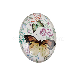 Butterfly Printed Glass Oval Cabochons, Colorful, 25x18x6mm(X-GGLA-N003-18x25-C42)