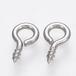 Tarnish Resistant 304 Stainless Steel Screw Eye Pin Peg Bails, For Half Drilled Beads, Stainless Steel Color, 9~10x5x1.5mm, Hole: 2.5mm, Pin: 1.5mm(STAS-Q224-03B)