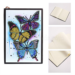 DIY Christmas Theme Diamond Painting Notebook Kits, including PU Leather Book, Resin Rhinestones, Pen, Tray Plate and Glue Clay, Butterfly, 210x150mm(XMAS-PW0001-109A)