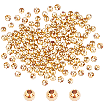 Brass Beads, Long-Lasting Plated, Rondelle, Golden, 4x3.5mm, Hole: 1.6mm, 300pcs/box