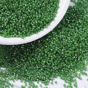 MIYUKI Delica Beads, Cylinder, Japanese Seed Beads, 11/0, (DB0274) Lined Pea Green Luster, 1.3x1.6mm, Hole: 0.8mm, about 2000pcs/10g