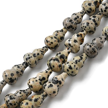 Natural Dalmatian Jasper Beads Strands, Gourd, 17.5~18.5x9.5~10mm, Hole: 1.2mm, about 23~24pcs/strand, 16.14~16.34 inch(41~41.5cm)