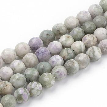 Natural Peace Jade Beads Strands, Faceted, Round, 10~10.5mm, Hole: 1.2mm, about 36pcs/strand, 14.9~15.1 inch(38~38.5cm)