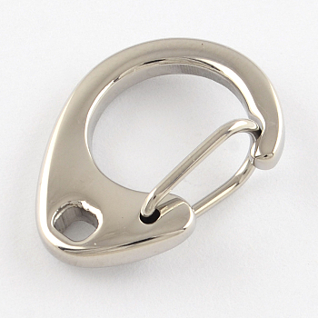 Polished 316 Surgical Stainless Steel Keychain Clasp Findings, Snap Clasps, Stainless Steel Color, 24.5x18x3mm, Hole: 3mm