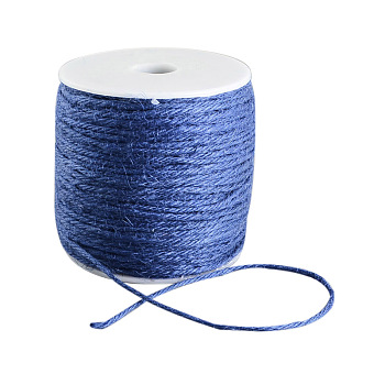 Colored Jute Cord, Jute String, Jute Twine, 3-Ply, for Jewelry Making, Royal Blue, 2mm, about 109.36 yards(100m)/roll