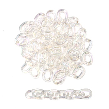 Transparent Acrylic Linking Rings, AB Color Plated, Quick Link Connectors, For Jewelry Cable Chains Making, Oval, Clear AB, 23.5x18x5mm, Inner Diameter: 7x12mm
