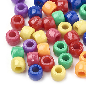 Opaque Acrylic European Beads, Column, Mixed Color, 8x6mm, Hole: 4mm, about 2380pcs/500g
