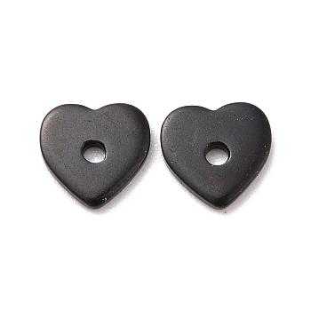 304 Stainless Steel Beads, Heart, Electrophoresis Black, 6x6x1mm, Hole: 1mm