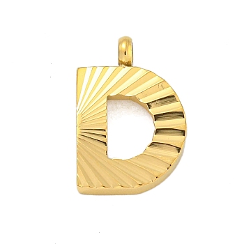 Ion Plating(IP) 304 Stainless Steel Charms, Handmade Engrave Figure, Full Polished, Golden, Letter D, 13.5x9.5x2mm, Hole: 1.8mm