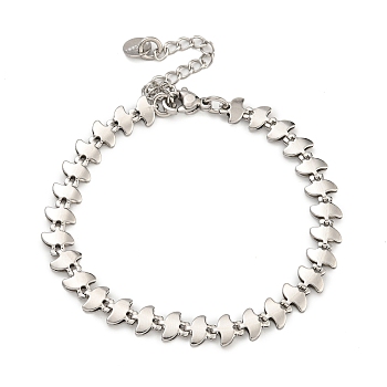 304 Stainless Steel Link Chain Bracelets for Women, Stainless Steel Color, 6-5/8 inch(16.7cm)